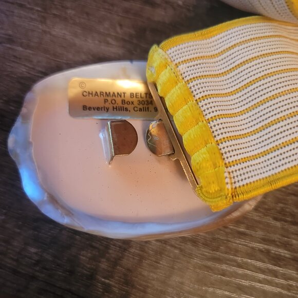 Vintage Charmant Iridescent Shell Buckle and Stretch Belt - Picture 2 of 7